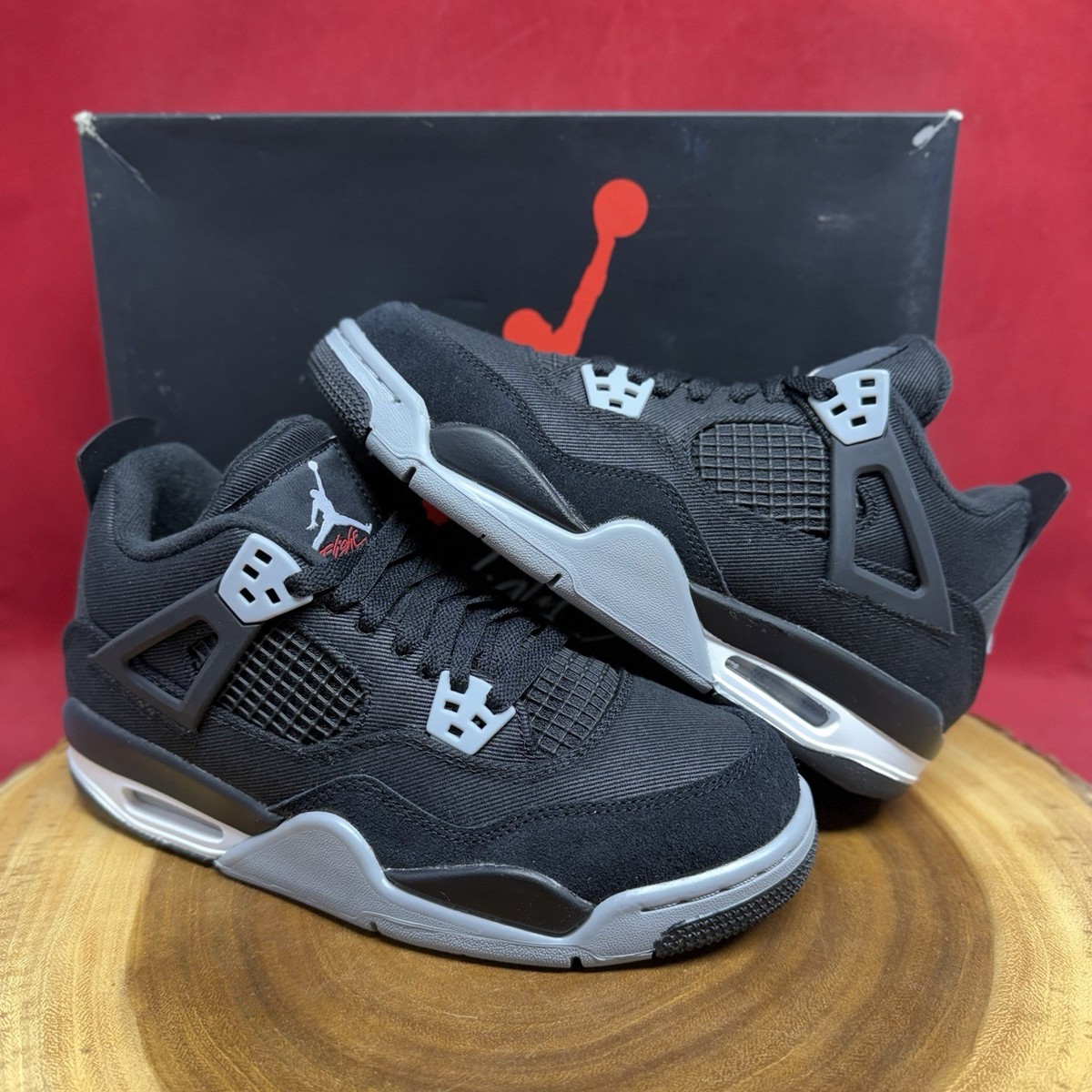 Nike Air Jordan 4 Retro Black Canvas DV0553-006 Mismatch Size 6Y