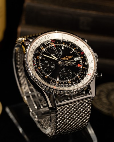 Breitling Navitimer World GMT 46mm A2432212/B726 Mesh bracelet Box & Papers