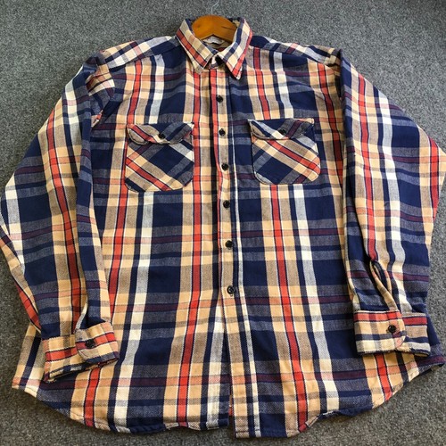 Five Brothers Tallman Flannel Shirt XL Blue Red Plaid Made USA Button Vintage - Picture 4 of 9