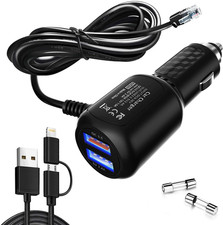 Radar Detector Power Cord,With Dual USB QC3.0 Quick Charger 6.5Ft 