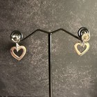 Vintage Weiss Silver Tone And Rhinestone heart Dangle Screw Back Earrings — photo 3