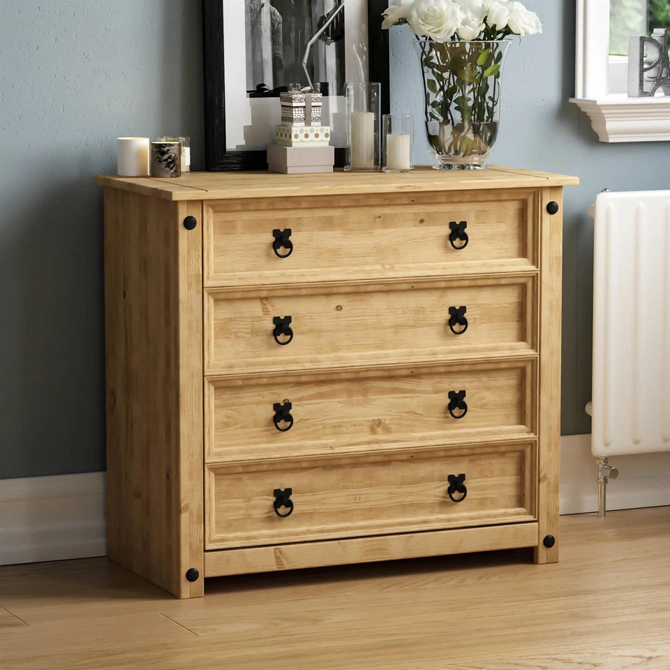 Corona 1 3 4 5 Drawer Chest Rustic Mexican Solid Waxed Pine Bedroom Furniture