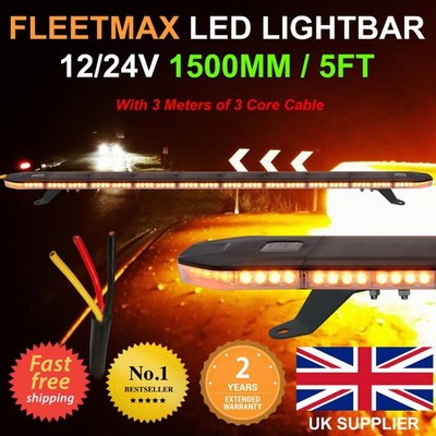 1500 mm 5 Fuß UltraMax LED Wiederherstellung gelbe Lichtleiste blinkende Leuchtfeuer Kabel 12 V 24 V