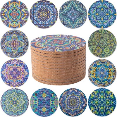 Pack of 12 Cork Coasters, Cork Coasters for Drinks, Coffee Table, Absorbent C...
