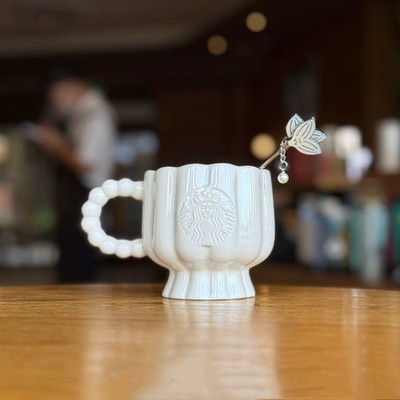 STARBUCKS China 2025 Mermaid Series 12oz Mug Cup & Stirring Rod White cup /NEW