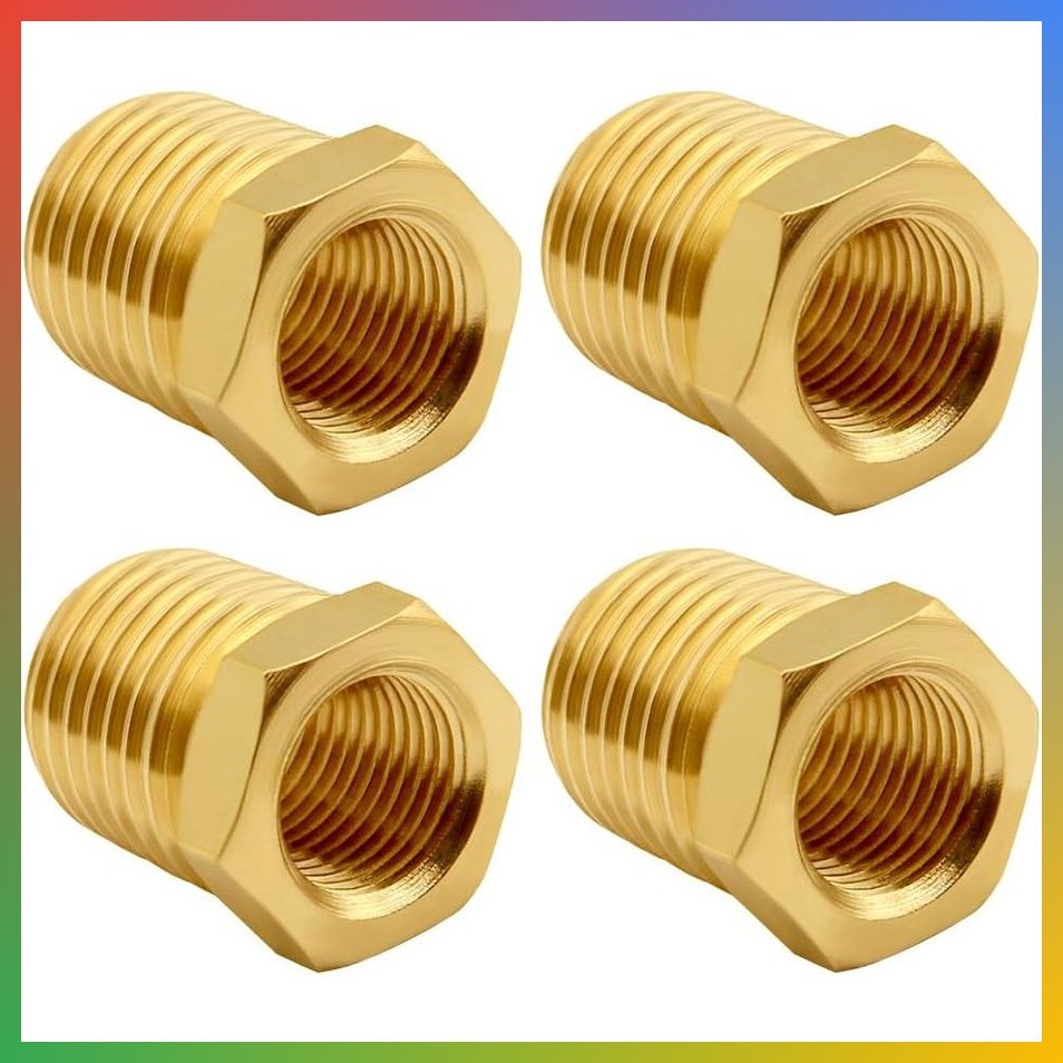 Brass Reducer Bushing 1/4 M NPT to 1/8 F NPT Fitting 4PCS Plumbing