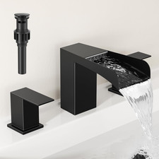 Kroias 8 Inch Square Matte Black Widespread Bathroom Sink Faucets 3 Hole, Stainl