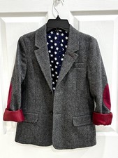 Mini Boden Boys Tweed Blazer with Red Elbow Patches Size 9-10 Years