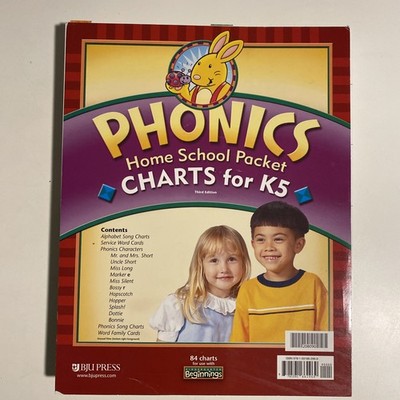 Beginnings Phonics Home School Packet Charts for K5 3rd edition BJU Press