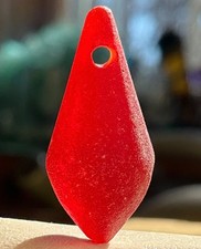 Genuine Scottish Sea Glass Beautiful JQ Large Bright Red Faceted Drop Bead