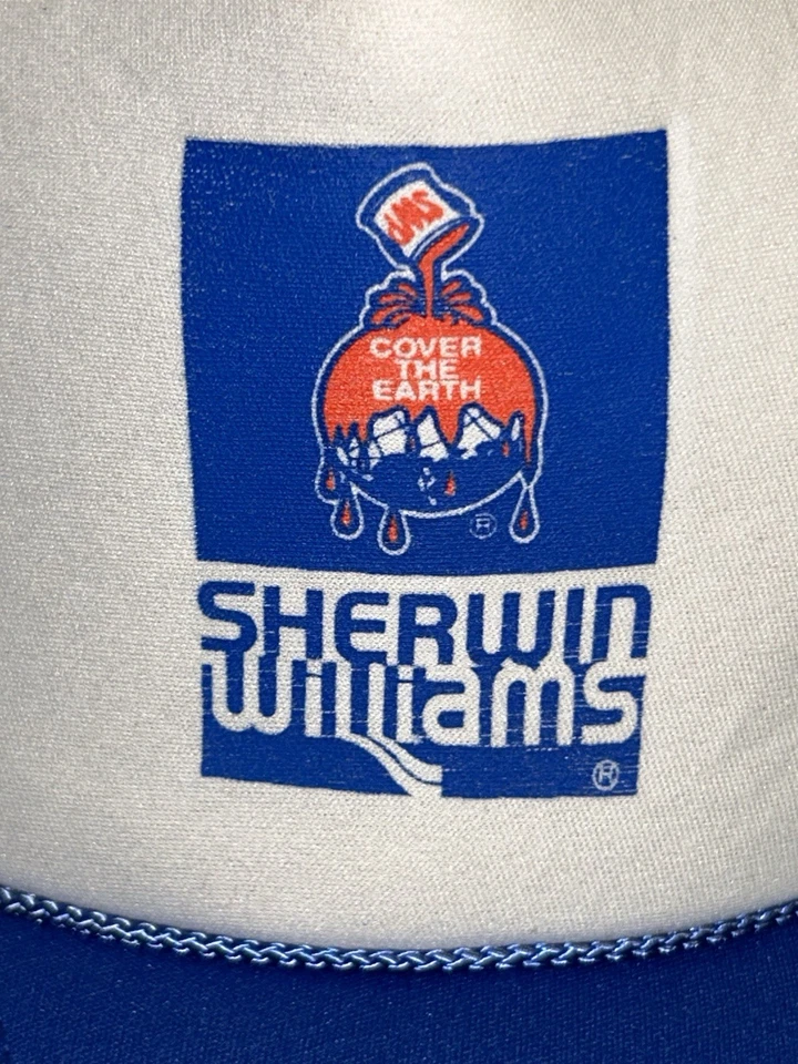 SHERWIN WILLIAMS TRUCKER GORRA AJUSTABLE SNAPBACK AZUL BLANCO VINTAGE Foto 2 de 4