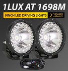 Pair 9inch LED Driving Lights Round Work Offroad Spot Flood SUV 4x4 ATV Fog Lamp