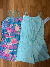NWT Cat  Jack Girls Romper Medium M 7/8 Lot Of 2