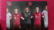 Thomas Müller Autogrammkarte Bayern Auswärtstrikot mit  Lewandowski 2 AK 2021-22