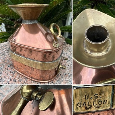 SELTENES ANTIKES BENZINMASS ''CHEKPUMP'' AUS KUPFER & MESSING ''USA GALLONE  H. 10  4KG
