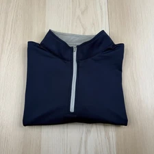 Peter Millar Mens Navy Blue Stretch Long Sleeve Quarter Zip Pullover Top Size XL