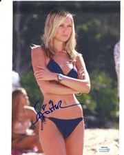 Sara Foster Signed Autographed 8x10 Blue Bikini Fashion Model Photo ACOA