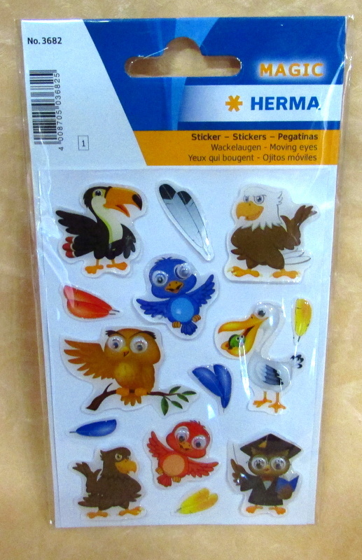 STICKERS ADESIVI fantasia UCCELLI CON OCCHI MOBILI   cod.14911