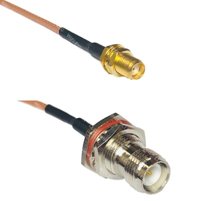 RG316 SMA FEMALE to RP-TNC FEMALE BULKHEAD RF Cable Rapid-SHIP LOT