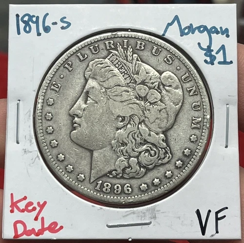 1896 S Morgan Silver Dollar Key Date VF ( RAW2369 )