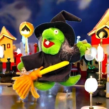 Kurt S. Adler Green Halloween Witch Plush Window Clinger Suction Cups Ornament