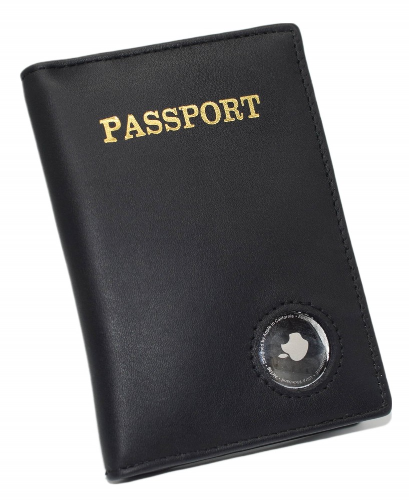 Airtag Passport Holder, Genuine Leather Travel Wallet with Airtag Slot,...