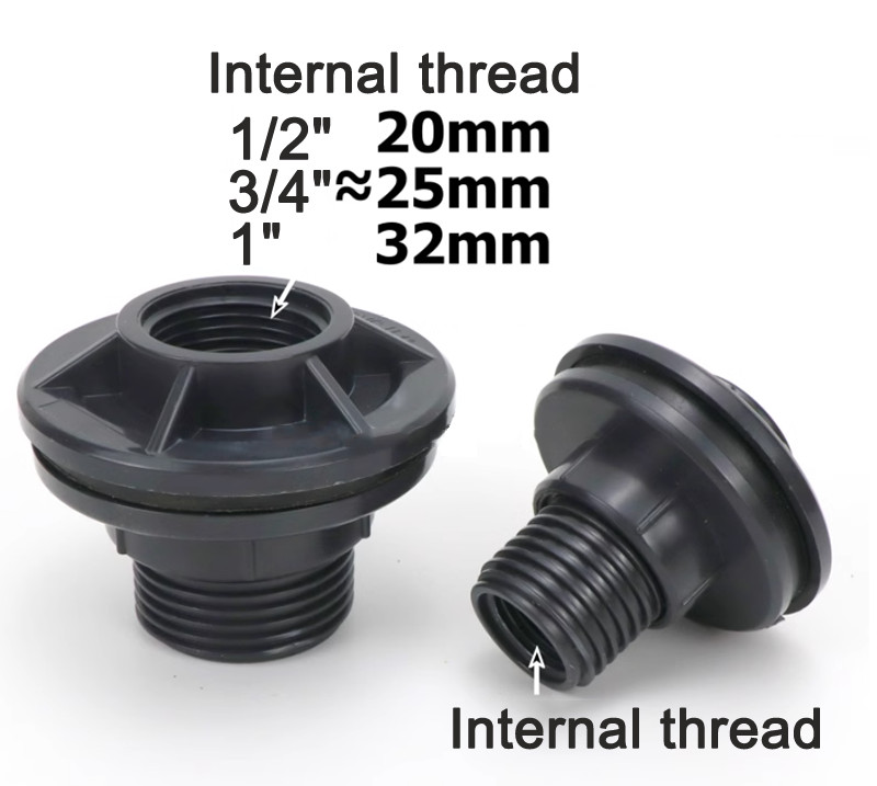 Conector de tubería de rosca interna de PVC para pecera Conector de tubería de drenaje de plástico UPVC
