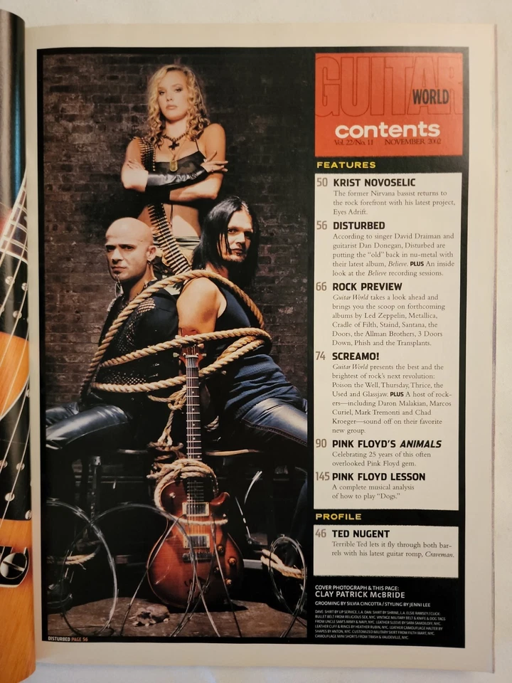 2002 November GUITAR WORLD Disturbed Grateful Dead Stone Sour Pink Floyd (MH182) Foto 2 de 4