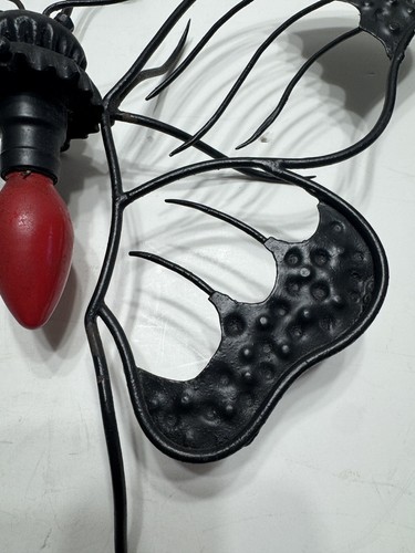 Vintage Metal Butterfly Wall Decor Lamp, Mid Century Modern Black/Red - Picture 7 of 22