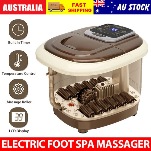 Electric Foot Spa Bath Massager Shiatsu Roller Heat Soak Home Bubble Bath Tub