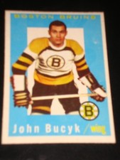 JOHNNY BUCYK 1959 Topps #23, Boston Bruins Hockey Card, HALL OF FAME