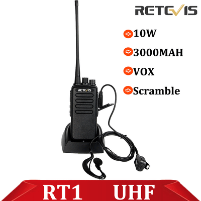 Walkie Talkie RETEVIS RT1 10W UHF400-520MHz 16CH TOT VOX Two Way Radio+Earpiece