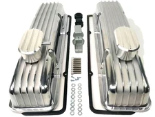 Small Block Chevy 305 307 327 350 400 TALL Polished Finned Aluminum Valve Covers