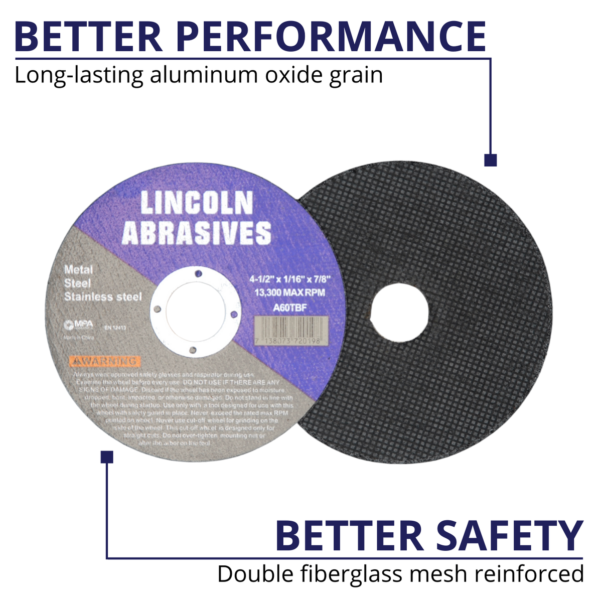 Black Hawk Cutting Discs 4-1/2 X 1/16 X 7/8 100-Pack 4.5" Cut-Off Wheels - 1/16" Thick, 7/8" Arbor, For Metal & Stainless Steel Cut Off Wheels 4 1/2 Inch - Foto 3