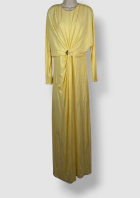 Jonathan Simkhai Women's Yellow Maisie Long Sleeve Draped Dress Size 6 |  eBay