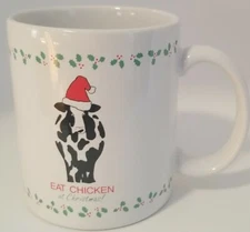 Rare Eat Chicken at Christmas Not Cows Ceramic Coffee tea Cup Mug Chik fil a VGC