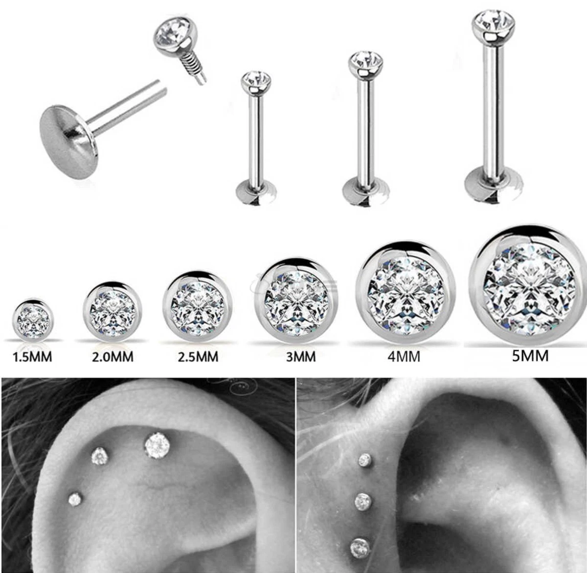 Diamond stud hotsell cartilage earrings