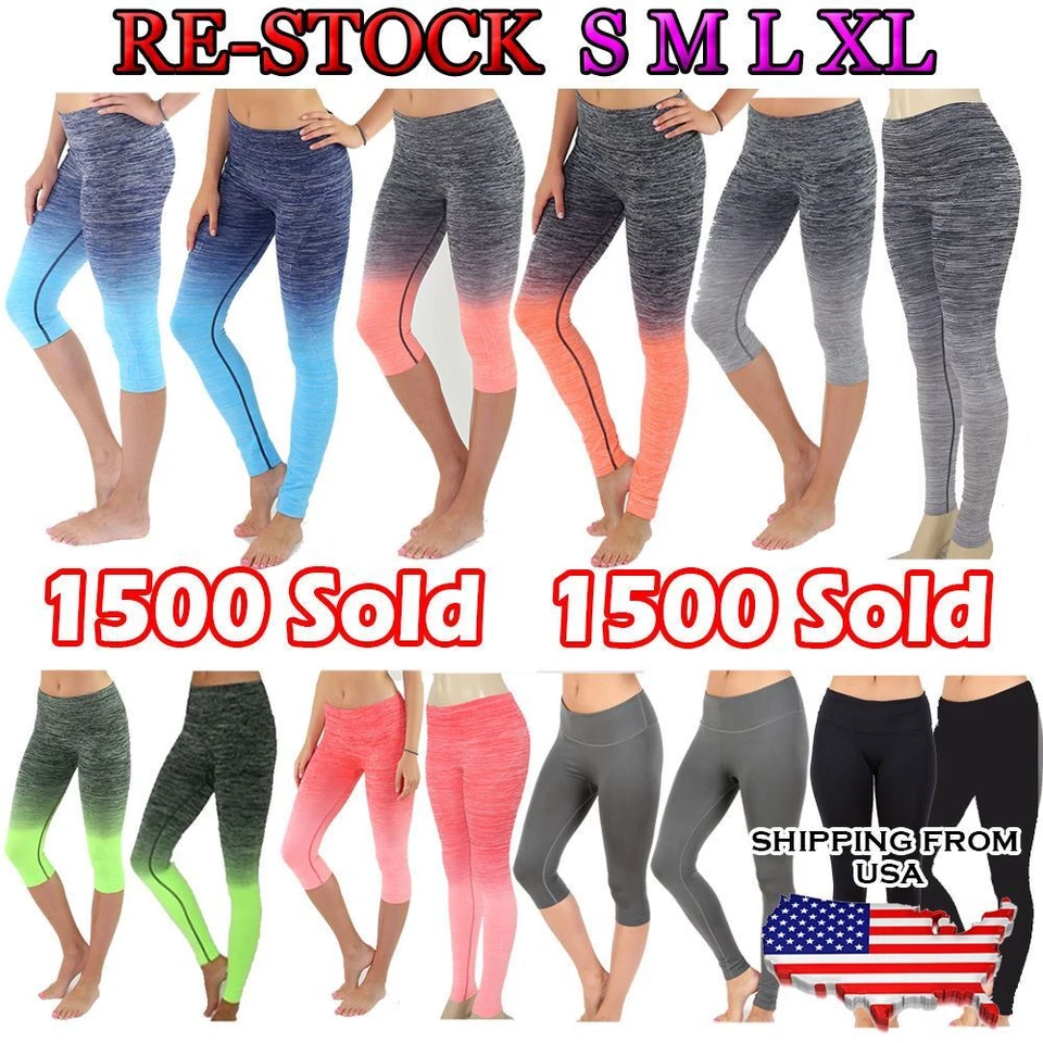Mujeres Ombre Capri Leggings Recortados Pantalones de Yoga para Gimnasio Fitness Entrenamiento Ropa S M L Foto 3 de 4