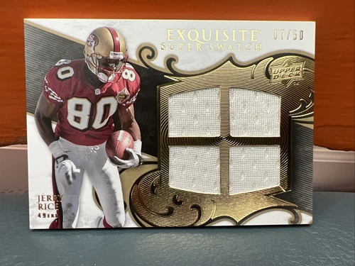 2008 Upper Deck Exquisite SF 49er Jerry Rice Quad Game Worn Jerseys #’d 50