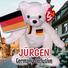 🇩🇪 2006 JÜRGEN German Flag White Potbelly BEAR Ty Beanie Babies *MWMT*