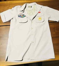 Boy Scouts Men's Adult Shirt Sewn on patches Vented Poly Microfiber Tan Small