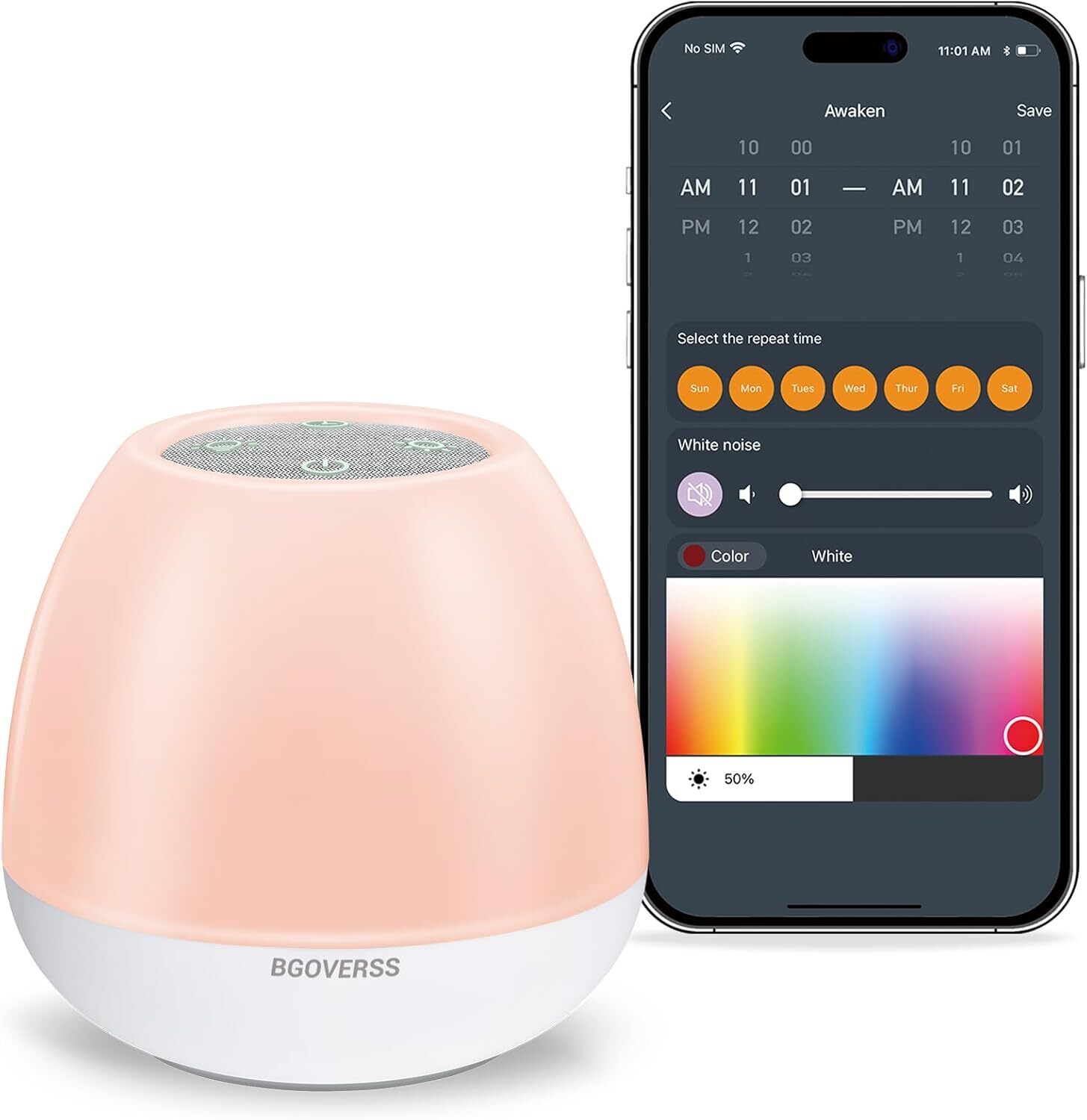 BGOVERSS White Noise Sound Machine for Baby, Baby with Grey-image