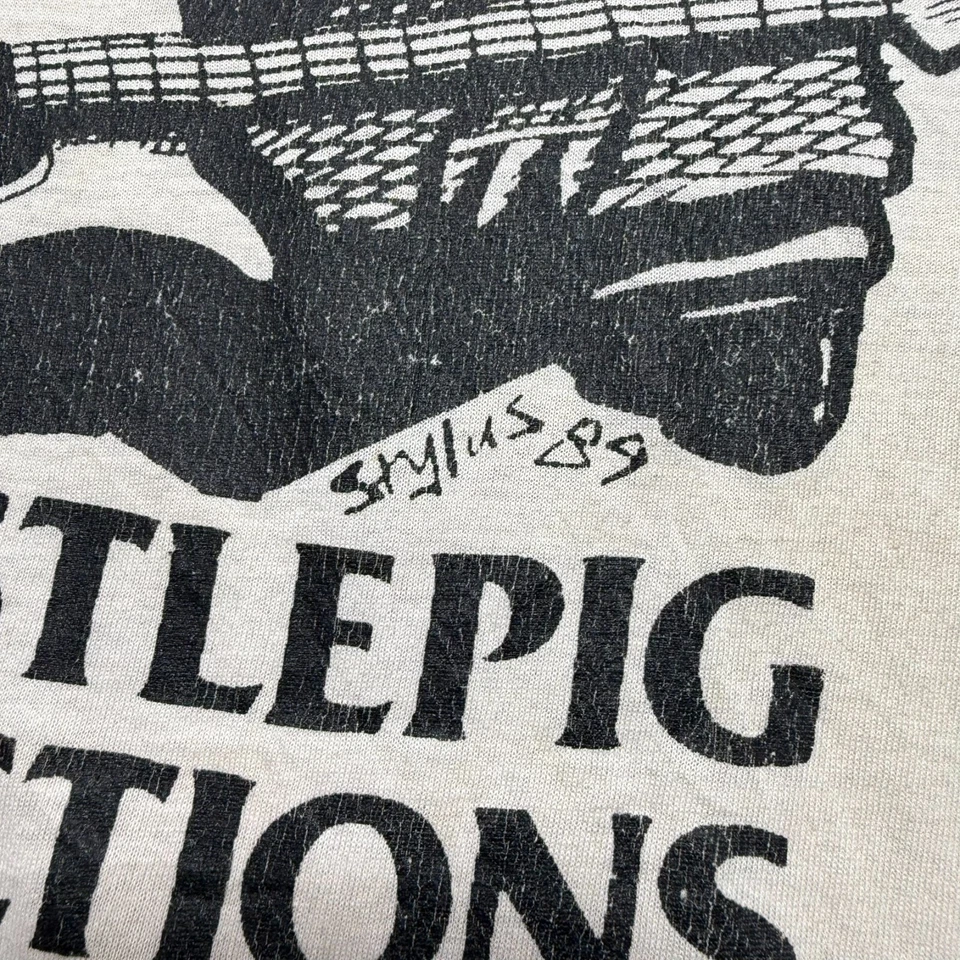 Camisa de Guitarra Vintage Años 80 Thrashed Whistle Pig Productions Grunge Rock Fumar XL Foto 3 de 4