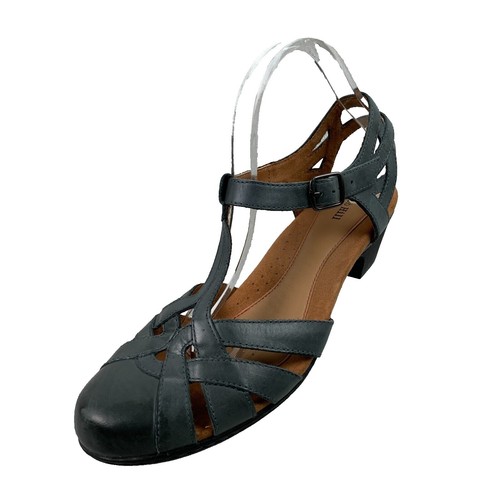 Cobb Hill Women's Alesia Detailed Dark Blue Leather Block Heel