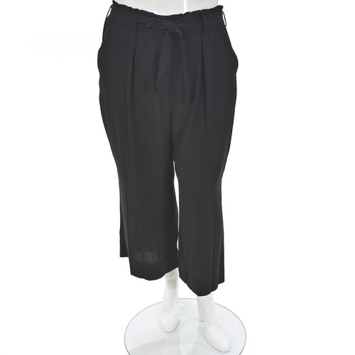 LAUREN CONRAD Women's XX-LARGE Wide Leg BLACK CROP PANTS Ruffled & Tie Waist 2XL - Picture 1 of 9