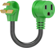 Welder Adapter 30A to 50A, NEMA 10-30P to 6-50R, 10AWG, 12", Green