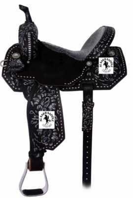 Black Beauty Western Barrel Rose Horse Saddle. Free tack set and free shipping