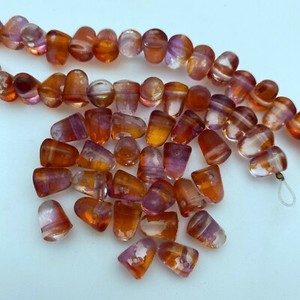 pack of 8 Transparent Orange Tire Czech Pressed Glass Beads 16mm