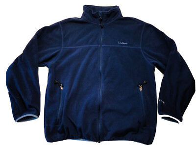 LL Bean Men's Fleece Full Zip Jacket Sweater Medium Blue O