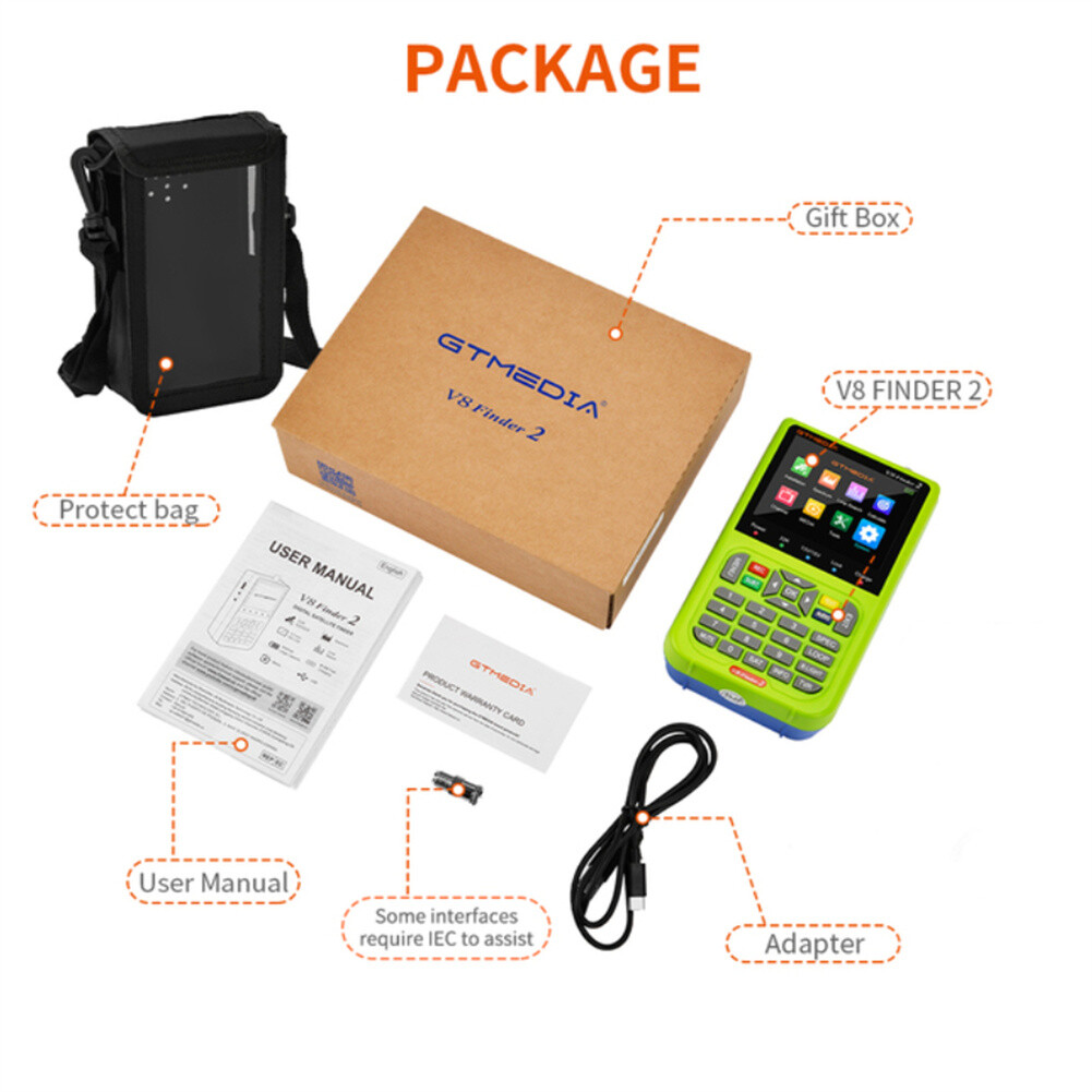 1080p Hd V8 Finder 2 Meter DVBS2/S2X LCD Digital Display Satellite